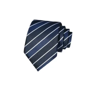 White Black and Blue Stripe Necktie