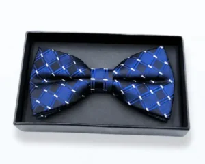 Black and blue check design bow tie