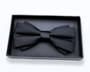 Plain black bow tie